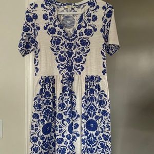Boden dress white with blue floral print